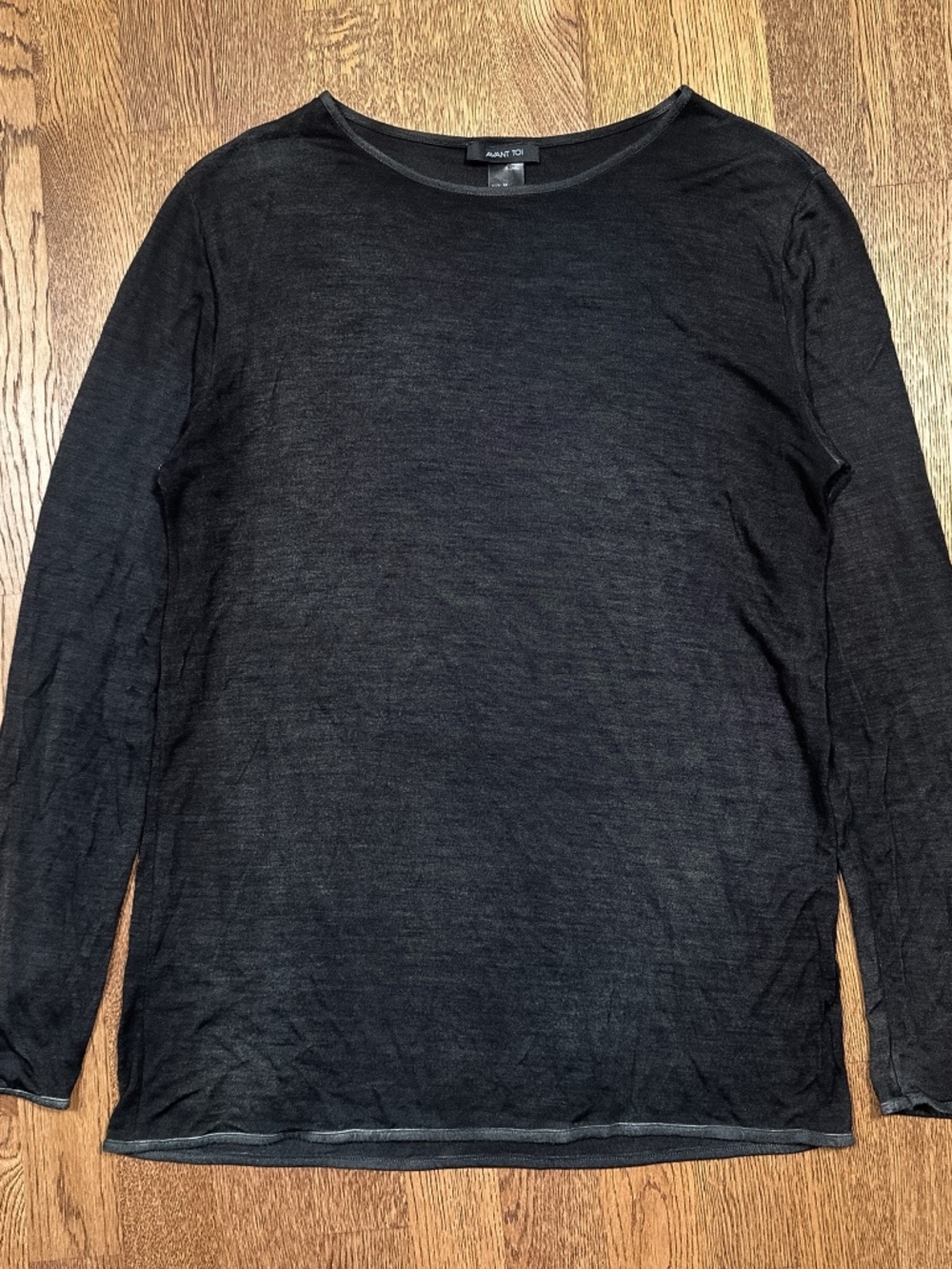 Avant Toi Micromodal Black Pigment Dye Round Neck Long L/S T Shirt Womens Medium
